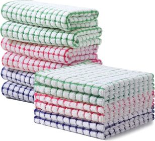 Kitchen Towels and Dishcloths Set, 16 x 25 and 12 x 12 Inches, Set of 12 Cotton Terry Kitchen Dish Towels, Super Soft and Absorbent Dish Cloths