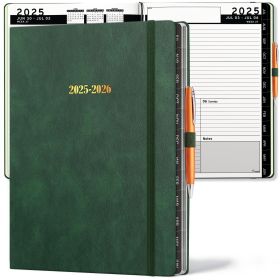 2025 2026 HARDCOVER Leather Planner Weekly Monthly 8.5x11 Inches Academic Planner Business Personal or Student Pen Holder Thick Paper July 2025 June 2