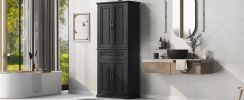 Bathroom Storage Cabinet with Doors and Drawer, Multiple Storage Space, Adjustable Shelf, Black (Old Sku:WF308204AAB)