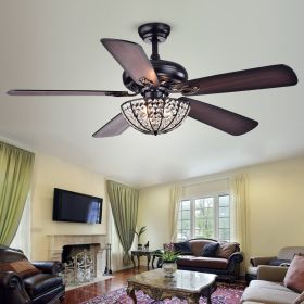 Hannele Bowl 3-light 5-blade Black 52-inch Ceiling Fan (Optional Remote)
