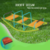 XSS008 high quality kids seesaw plastic seat playground equipment cute baby plastic rocker outdoor children blue and green steel tube for kids age 3+