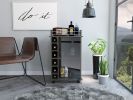 Dukat Bar Cart; Two Shelves; Six Built-in Wine Rack; Four Casters -Espresso