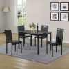 5 Piece Dinette Set with Marble Top - Black; Table & 4 chairs.