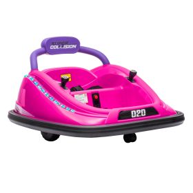 Aosom 12V Toddler Bumper Car with Remote Control, 360° Rotation Kids Electric Ride-On Toy, Twins Motor, Colorful LED Lights, 3 Songs
