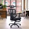 Adjustable Ergonomic Black Mesh Office Chair with Headrest and Footrest, Conference/Computer Desk Chair