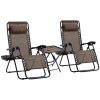 Outsunny Zero Gravity Chair Set with Side Table, Folding Reclining Chair with Cupholders & Pillows, Adjustable Lounge Chair for Pool, Backyard, Lawn