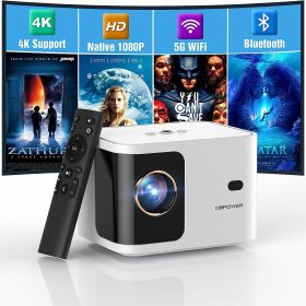 Portable 5G WiFi Mini Bluetooth Video Projector: 4K Support, 300 ANSI HD 1080P