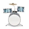 14"x10" 3-Pieces Junior Kids Drum Set Kit Pedal Drum Stick Wrench Drum Stool Sky Blue