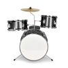 14"x10" 3-Pieces Junior Kids Drum Set Kit Pedal Drum Stick Wrench Drum Stool Black