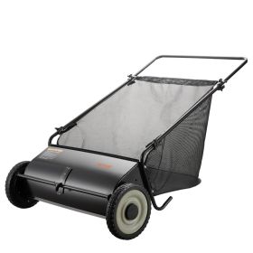 Push Lawn Sweeper, 26-inch Leaf & Grass Collector, Strong Rubber Wheels & Heavy Duty Thickened Steel