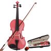 New 1/4 Acoustic Violin Case Bow Rosin Pink