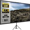Tripod Projector Screen with Stand 60 inch 16:9 4K HD Projection Screen Stand Wrinkle-Free Height Adjustable Portable Screen for Projector Indoor & Ou