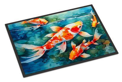 NEW Koi Fish Doormat Front Door Mat Indoor Outdoor Rugs for Entryway, Non Slip Washable Low Pile, 18H X 27W
