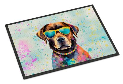 NEW Chocolate Labrador Hippie Dawg Doormat Front Door Mat Indoor Outdoor Rugs for Entryway, Non Slip Washable Low Pile, 18H X 27W