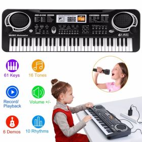 61 Keys Digital Music Electronic Keyboard Electric Piano Musical Instrument Kids Learning Keyboard w/ Microphone For Beginners Kids Girls Boys Adults