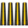 VEVOR 4 Pack of 1-Channel Rubber Cable Protector Ramps Heavy Duty 22046Lbs Load Capacity Cable Wire Cord Cover Ramp Speed Bump Driveway Hose Cable Ram