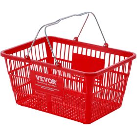 VEVOR Shopping Basket, Set of 12, 21L Durable Plastic Grocery Basket with Metal Handle and Stand