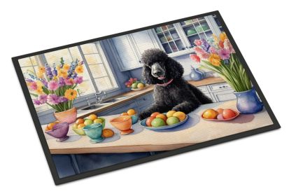 NEW Decorating Easter Black Poodle Doormat Front Door Mat Indoor Outdoor Rugs for Entryway, Non Slip Washable Low Pile, 18H X 27W