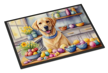 NEW Decorating Easter Yellow Labrador Retriever Doormat Front Door Mat Indoor Outdoor Rugs for Entryway, Non Slip Washable Low Pile, 18H X 27W