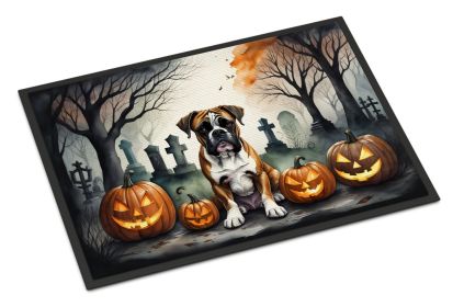 Boxer Spooky Halloween Doormat Front Door Mat Indoor Outdoor Rugs for Entryway, Non Slip Washable Low Pile, 24H X 36W