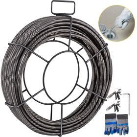 VEVOR Drain Cleaning Cable 75 Feet x 1/2 Inch Solid Core Cable Sewer Cable Drain Auger Cable Cleaner Snake Clog Pipe Drain Cleaning Cable Sewer Drain