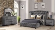 Sophia Full 4 Pc Bedroom Set In Color Gray Made With Wood