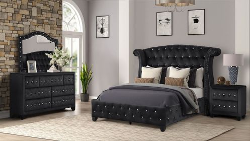 Sophia Queen 4 Pc Upholstery Bedroom Set Made With Wood in Black