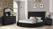 Hazel Queen 4 Pc Bedroom Set Made With Wood In Black Color