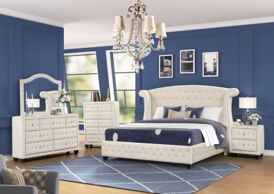 Sophia Queen 5 Pc Bedroom Set Made with Wood in Cream