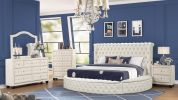 Hazel Modern Style King 5PC Bedroom Set with USB Ports & Made with Wood in Cream