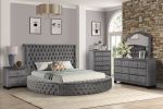 Hazel Queen 5 Pc Tufted Upholstery Bedroom Set Made with Wood In Gray