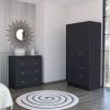 2 Piece Bedroom Set, Cartagena Armoire + Capri Three Drawer Dresser, Black