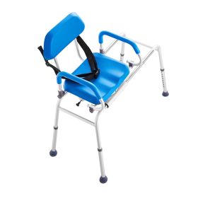 VEVOR Sliding Tub Transfer Bench with 360 Degree Swivel Seat, Sliding Shower Chair with Pivoting Armrest & Padded Seat and Safety Belt