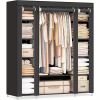 1pc Freestanding Clothes Rack with NonPortable Wardrobe Closet, -Woven Dust Cover, 12 Compartments Storage Organizer, 59 X 17.7 X 69 Inches, Black