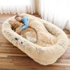 Large Size Human Dog Bed For You and Your Pet: Washable Faux Fur, Plump Pillow And Blanket.
