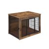 Dog Crate Furniture with Cushion, Wooden Dog Kennel Furniture, Heavy Duty Dog Cage, 40" Dog Kennel with Double Doors, Dog Crates for Large Dogs