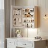 FCH White Particleboard LED Mirror Cabinet (20*28 inches), Acrylic Frame, 1 Door, 4 Shelves, with Time & Temperature Display, Three-color Lighting
