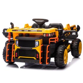 24V Two-seater Kids Ride On Electric Car W/parents control,Seat width 19.69in,400W motor,E-rear dump,light&rear searchlight,USB,MP3,Bluetooth,Music