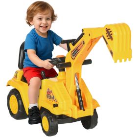 NO POWER 3 in 1 Ride On Toy Excavator Digger Scooter Pulling Cart Pretend Play Construction Truck