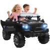 12V Ride On Police Car 2 Seater For 3 - 8 Years Old Kids W/ Parental Remote Control Led Lights Mp3 Black