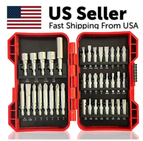 37 Piece Impact Screwdriver Bit Set Nut Driver Torx Phillips Tool Magnetic Drill