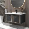 Bathroom Vanity Set 35.8" Floating Ceramic Bathroom Vanity Black with Sink