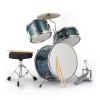 14"x10" 3-Pieces Junior Kids Drum Set Kit Pedal Drum Stick Wrench Drum Stool Sky Blue