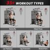 Home Gym, Multifunction Gym Equipment Workout Station with 100Lbs Weight Stack for Lat Pulldown, Leg Extensions, Preacher Bicep Curls
