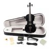 [Do Not Sell on Amazon]Glarry GV102 4/4 Solid Wood EQ Violin Case Bow Violin Strings Shoulder Rest Electronic Tuner Connecting Wire Cloth Black