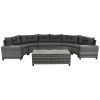 GO 8-pieces Outdoor Wicker Round Sofa Set, Half-Moon Sectional Sets All Weather, Curved Sofa Set With Rectangular Coffee Table