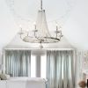 Crylite French Country Candle-Shaped 6-Light Crystal Bead Strands Metal Wheel Chandelier