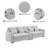 [VIDEO provided] [New] 114.2" Upholstered Sofa with Console, 2 Cupholders and 2 USB Ports Wired or Wirelessly Charged