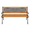 49" Garden Bench Patio Porch Chair Deck Hardwood Cast Iron Love Seat Weave Style Back
