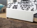 Full Size Bed w/ Trundle Slats White Faux Leather Upholstered Plywood Kids Youth Bedroom Furniture wooden Slats